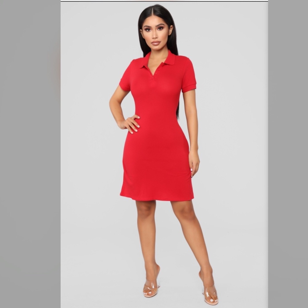 Back Swing Polo Dress - Red (SOLD OUT ‼️)